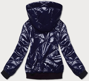 Granatowa krótka damska kurtka przejściowa za kapturem