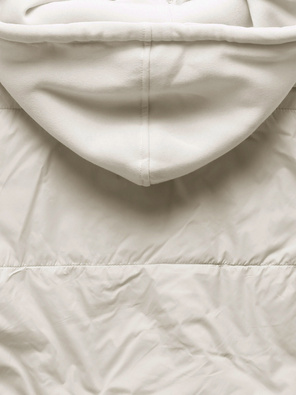 Beżowa pikowana przejściowa kurtka z dresowym kapturem