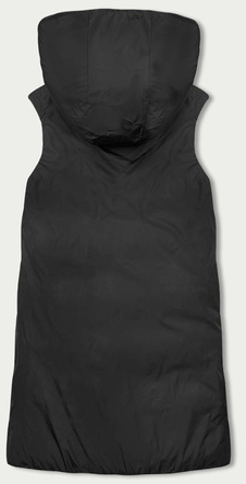 Granatowo czarny dwustronny pikowany bezrękawnik z kapturem