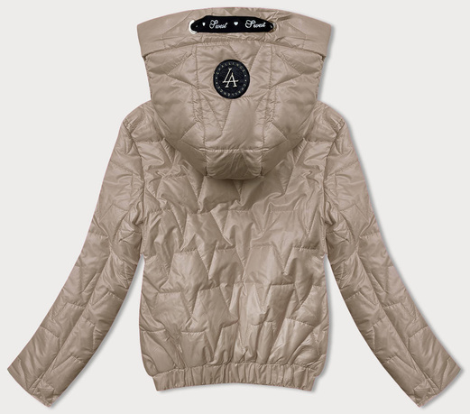 Beżowa krótka przejściowa kurteczka z kapturem