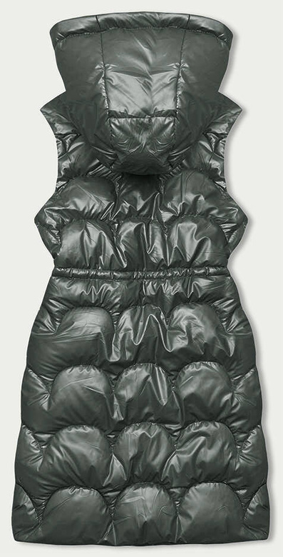 Zielona wyszczuplająca damska kamizelka bezrękawnik z kapturem