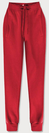 Czerwone damskie dresowe spodnie casualowe z kieszeniami i ściągaczem