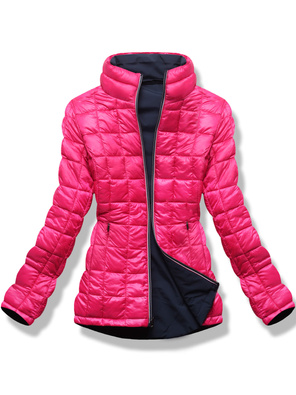 Granatowo-różowa damska przejściowa kurtka dwustronna