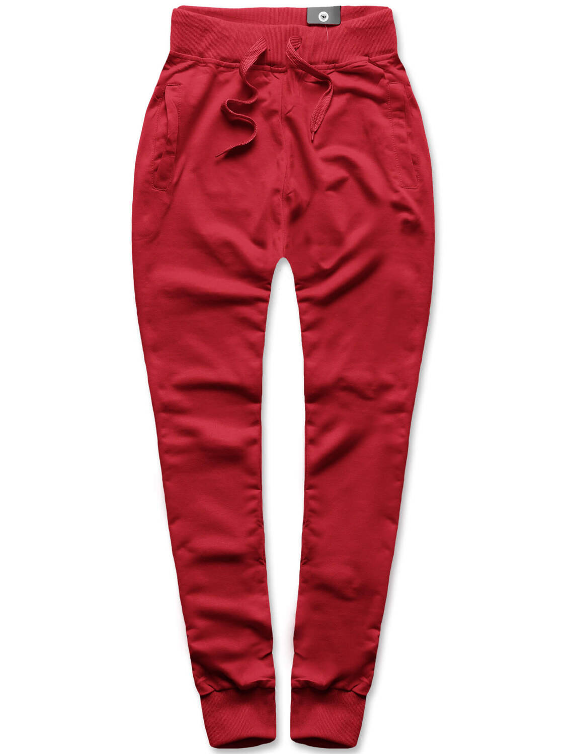 Czerwone wygodne sportowe spodnie dresowe z troczkami