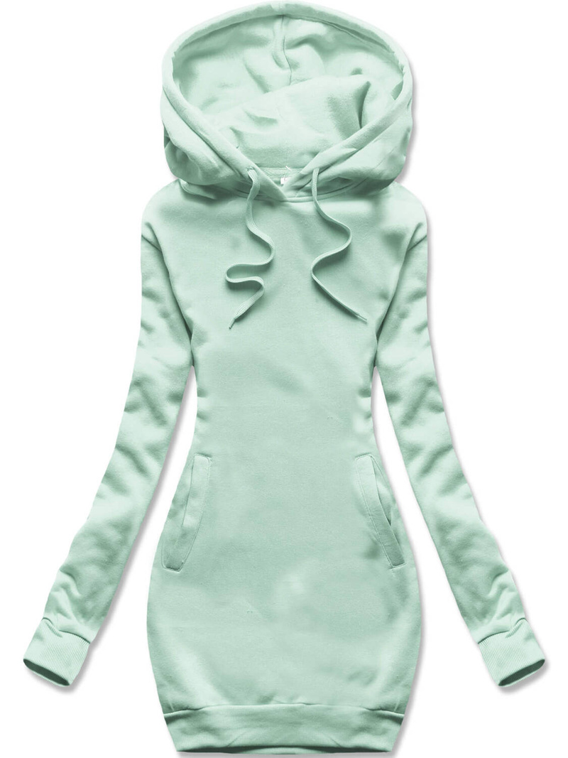 Pistacjowa bluza sukienka long z kapturem