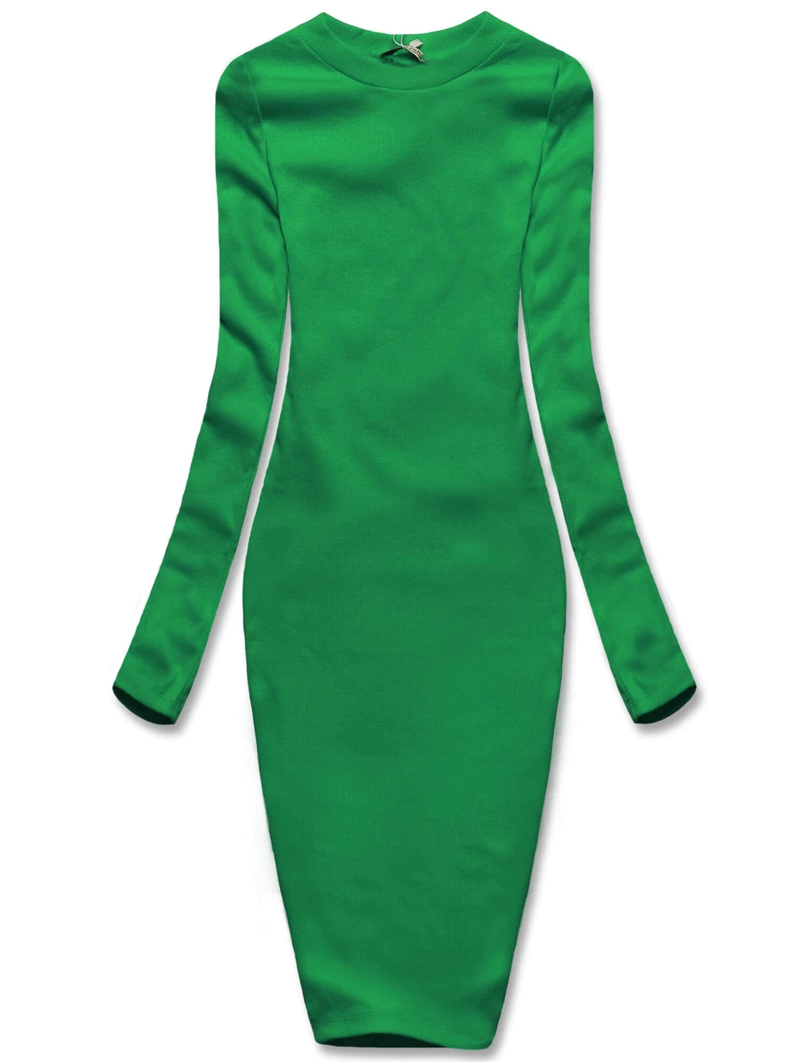 Zielona klasyczna, prążkowana sukienka, basic elegance z długim rękawem
